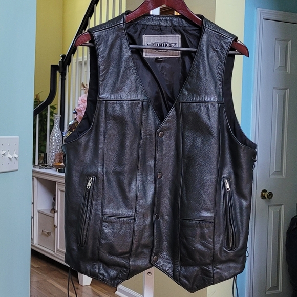 UNIK Premium Leather Men's Motorcycle Vest Size Large